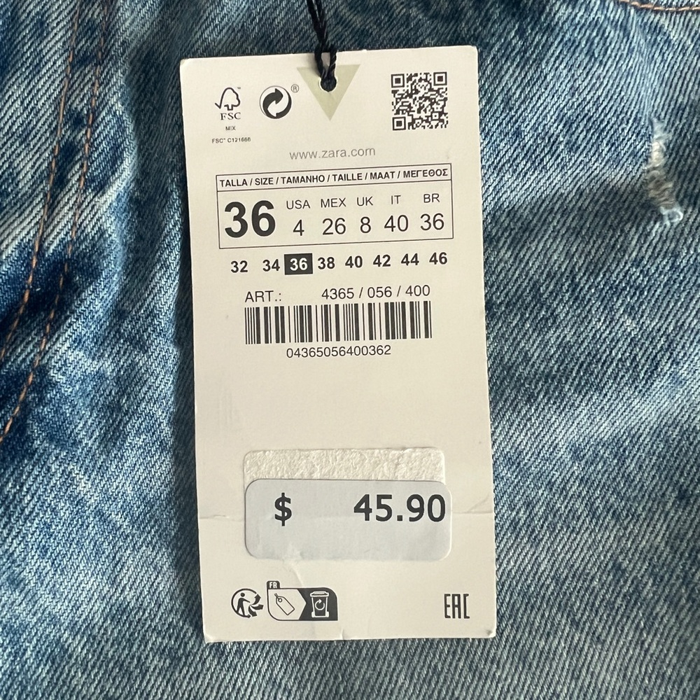 Zara Light Blue Distressed Denim Jean Shorts - Picture 2 of 3